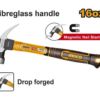 Молоток-гвоздодер INGCO HCH81016 с фиберглассовой рукояткой, 450г