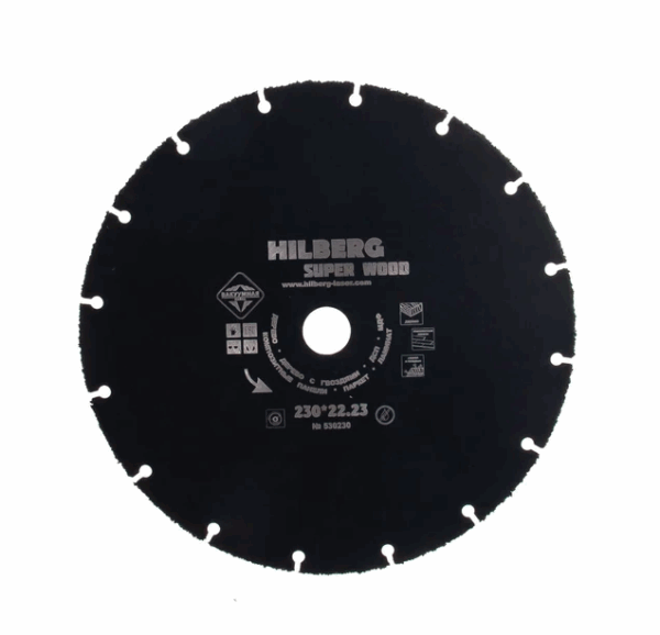 Диск по ламинату / дереву карбид вольфрамовый HILBERG Super Wood 230х22,23 (530230)