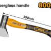 Топор плотницкий INGCO HAX081800 с фиберглассовой рукояткой, 800г