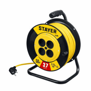 Удлинитель силовой  электрический на катушке STAYER S-225 50м, 3750Вт, 2 х 2.5 мм2, ПВС (55070-50)